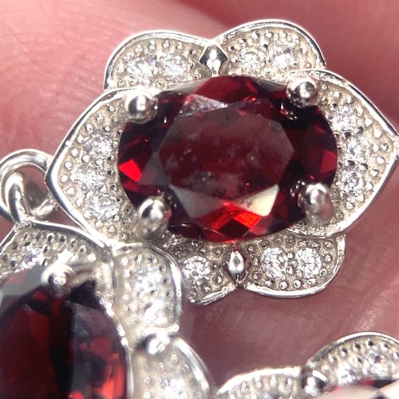 Pyrope Garnet 4.20ct Platinum Finish Solid 925 Sterling Silver Bracelet - Picture 3 of 7